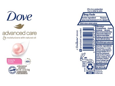Dovebeautyfinishapdeois (Dove Advanced Care Beauty Finish 48h Antiperspirant Deodorant)